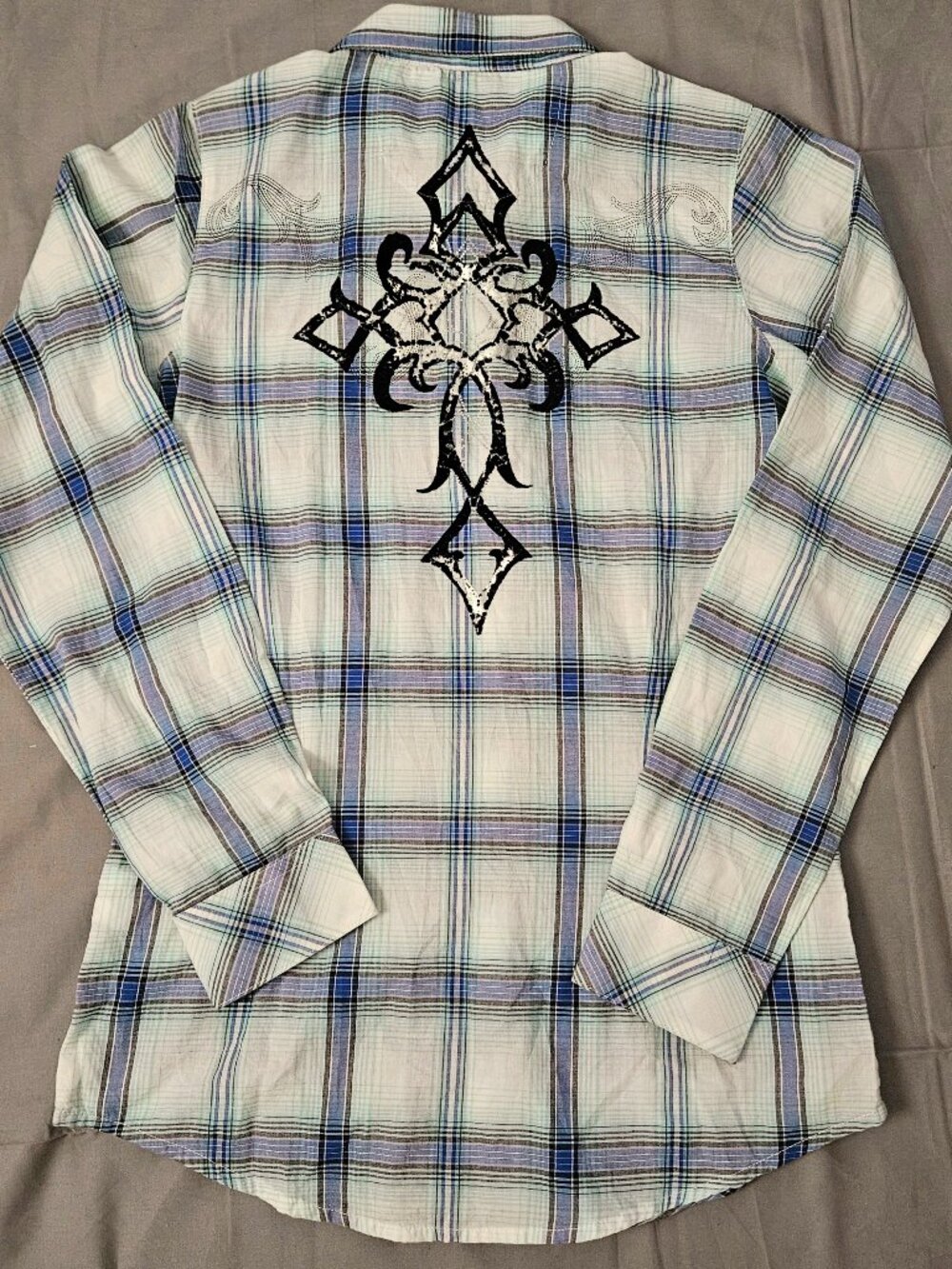 Rock 47 by Wrangler M Women's Western Button-up Shirt Cross